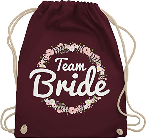 Turnbeutel Rucksack - JGA Junggesellenabschied Frauen - Team Bride Blumenkranz I Bride Crew - Unisize - Bordeauxrot - jungesellinnenabschied beutel junggessellinnenabschied braut sportsack