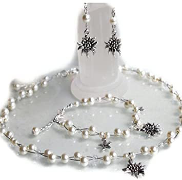 Trachtenschmuck Set in creme-weiß