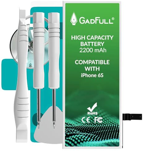 GadFull Batterie Haute capacité Compatible avec iPhone 6S | 2025 Date de Production | Kit d'outillage Manuel et Set de réparation Profi | Batterie de téléphone Portable supplémentaire