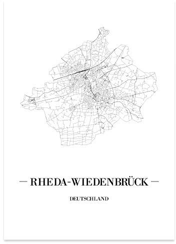 JUNIWORDS Stadtposter - Wähle Deine Stadt - Rheda-Wiedenbrück - 21 x 30 cm Poster - Schrift A - Weiß