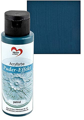 Ideen mit Herz - Peinture acrylique à effet poudré - 70 ml - Aspect vieilli - Haute couverture - Hautement pigmentée - À base d'eau (pétrole)