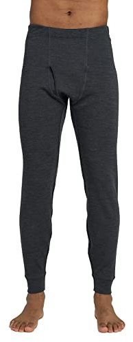 LAPASA Herren 100% Merinowolle Unterhosen, warme Thermounterhosen mittlere Dicke Thermounterwäsche M68 (S, Dunkelgrau Meliert)