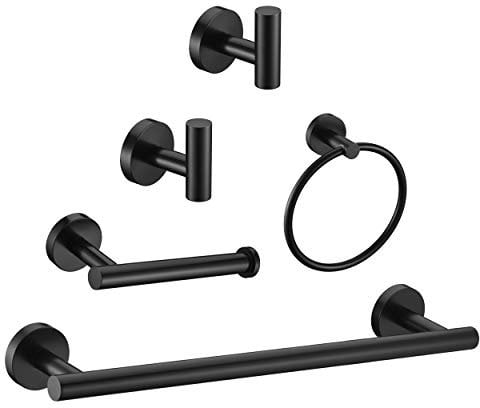 Hardw are Badezimmer-Zubehör-Set, Handtuchring, 40,6 cm, Handtuchstange, Toilettenpapierhalter, Handtuchhaken, 2 Stück, rund, SUS 304 Edelstahl, robust, Wandmontage