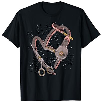 Schere Kamm Herz Barbier Geschenk Friseur T-Shirt