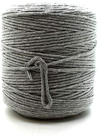 Premium Grey Macrame Cord, 100 m / 328 ft of 5 mm Thick Natural Cotton Thread Yarn Macrame Rope for Wall Hangings, Plant Hangers, DIY Crafts, Home Decorations, Gift Wrapping (Reel)