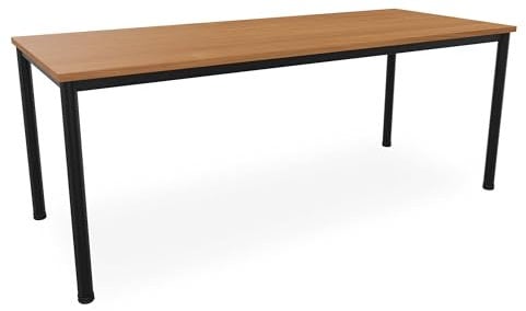 Schreibtisch u. Besprechungstisch mit schwarzem Tischgestell | Konferenztisch Bürotisch Computertisch Mehrzwecktisch Arbeitstisch PC-Tisch Homeoffice-Tisch (buche, 200 x 80 x 77,5 cm)