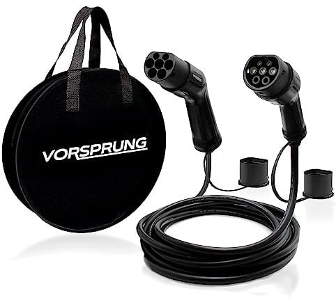 Vorsprung® Type 2 EV Charging Cable, 32A | 7.68kW | 5 Metre | 1 Phase | Mode 3 | Type 2 to Type 2, Fast Electric Vehicle Charging Cable – Includes Free Carry Bag (UK Seller)