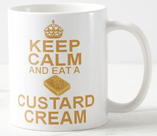 CPS DEZIGNZ Keep Calm and EAT A Custard Cream ≈ Mug ≈ Biscuit Biscuits Creams - Keep Calm and Carry On Style Mugs - Christmas Birthday Secret Santa Gifts