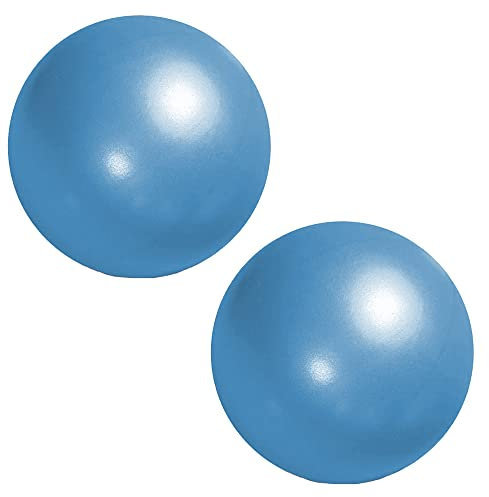 NUWIQ Pilates Ball, 25 cm Gymnastikball Klein, Gymnastikbälle Kinder, mit Aufblasbarem Strohhalm, für Yoga, Gleichgewichtstraining, Aerobic, 2 Stück, Blue