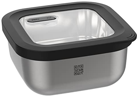 GEFU Frischhaltedose PROVIDO 1.800 ml, quadratisch, Vorratsdose kälte- und hitzebeständig, intelligente Vorratskontrolle per App