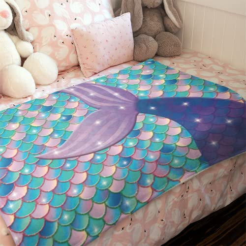 Ulticool - Decke - Meerjungfrau Schwanz Rosa - Kinderzimmer Weich Fleece Flanell Wärme - 150 x 100 cm - Überwurf - Plaid Dekoration Jugendzimmer Mädchen Junge