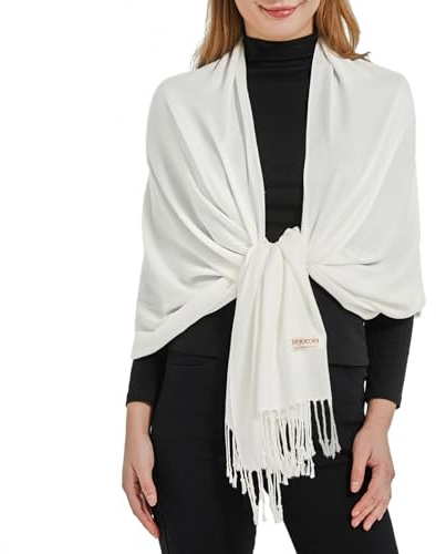RonFoxi Pashmina Schal Damen Stola, Brautjungfer Hochzeitsschale, Schultertuch für Abendkleider & Hochzeit - Weich & Elegant Umschlagtuch mit Fransen - Gefühl für Ganzjahr