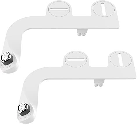 Bio Bidet SlimEdge, 2 accessori bidet per WC, non elettrico, con doppio ugello autopulente per lavaggio anteriore/posteriore con acqua fredda, pressione idrica regolabile, design ultra sottile, bianco