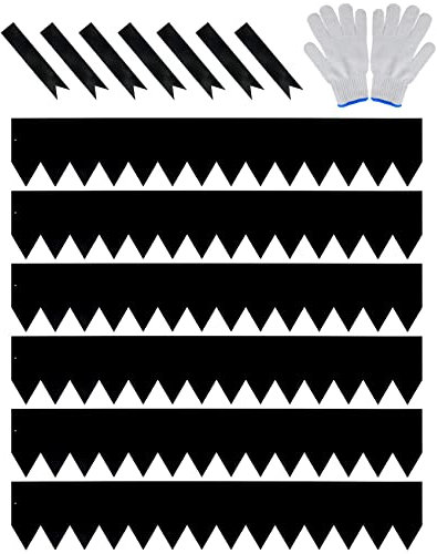 JonesHouseDeco Lot de 6 bordures de pelouse de 16,5 cm de hauteur avec revêtement en poudre noire en acier – Bordure décorative en métal robuste de calibre 16 (6 m de longueur totale) avec 7 clips et