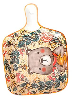 Trjgtas Küche Blume entzückende Cartoon bemalte rechteckige Keramik Vorspeise Gerichte Party Pfanne Dessertteller Dual-Porzellan Obst Lasagne Home Food Tablett Abendessen Steak Snack