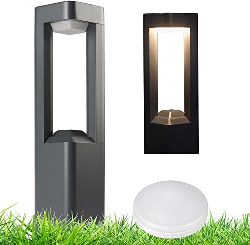 LEDANDO Aluminium Wegleuchte inkl. 6W GX53 LED Leuchtmittel - 4000K Neutralweiß - IP44-50cm - Dimmbar - Poller Gartenleuchte - Außen - Außenbereich - Anthrazit - Grau