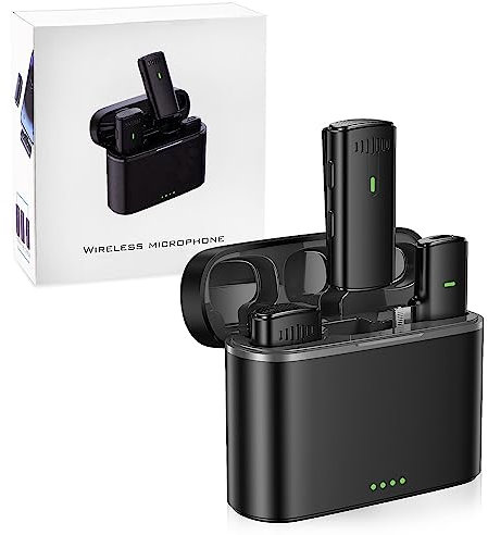 lulaven Mini Wireless Lavalier Microphone for iPhone Plug & Play Intelligent Noise Reduction Wireless Microphone for Video Recording, Vlog, Interview, 7H Battery, 20M Transmission
