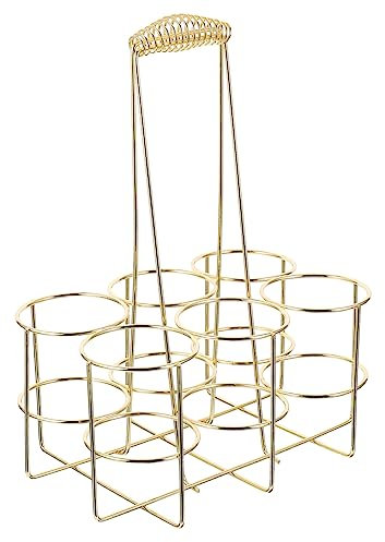 TOPBATHY Porte-bière Métal Petit Format Doré, Panier De Rangement Compact, Résistant à L’Usure, Organise Bouteilles De Bière pour Barbecue Et Plein Air, Support Portable