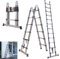 Heavy Duty Ladder Household Ladder Telescopic Ladder, 2.5m + 2.5m(5m) A Frame Ladder, Height Adjustable Multi-purpose Ladder, Extension Ladder for Household Roof Loft Home Outdoor Indoor