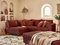 Lisa Design Rune – Ecksofa Links – 4-Sitzer – mit hocker – aus Cord Terrakotta