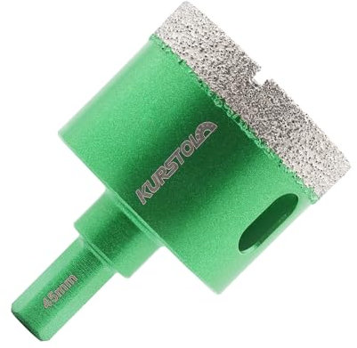 KURSTOL Brocas de diamante – 45 mm Trepan – Azulejos diamantes, tallo triángulo, sierra de campana, diamante para taladrar en seco en porcelana, baldosas de granito mármol