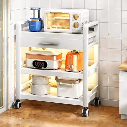 Estantería de Cocina Multiuso con Cajones,Estante para Microondas con Ruedas,Soporte para Horno De Metal,para El Hogar, Cocina, Sala de Estar, Pasillo, Estantería de Almacenamiento Cocina ( Color : Wi
