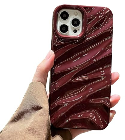 FIFTHAVE Handyhülle iPhone 14 pro Hülle 6.1'' Wasser Wellen Muster Schutzhülle Wellen Silikon Case Cover Ästhetische Wave Weiche TPU Stoßfeste Bumper für iPhone 14 pro Rot