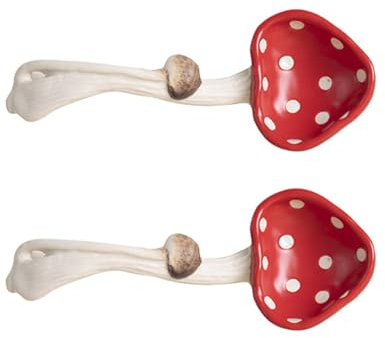 Soulnioi 2Pcs Cute Mushroom Spoons, Ceramic Soup Spoons for Dessert, Breakfast, Soup