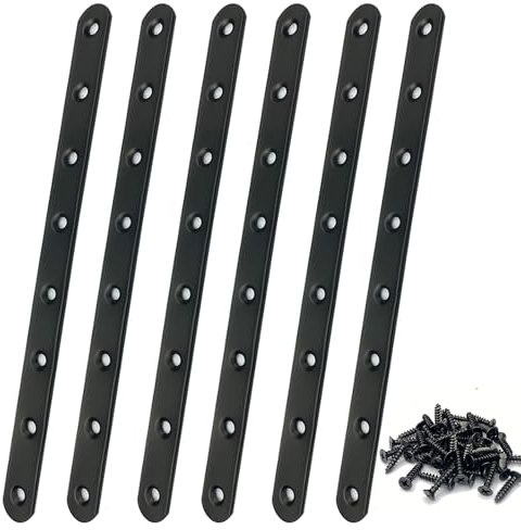 Plana Placa Union Soportes Planos 293 x 19 x 3 mm Pletina Acero Inoxidable Soportes Placas de Fijación 6Pcs Soporte Recto de Acero Inoxidable para Muebles Y Proyectos de Bricolaje (6Pcs, 293*19*3mm)