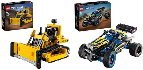 LEGO Technic Le Buggy Tout-Terrain de Course, Véhicule de Rallye & Technic Le Bulldozer, Jouet de Construction pour Enfants, Véhicule Excavateur, Cadeau pour Garçons et Filles