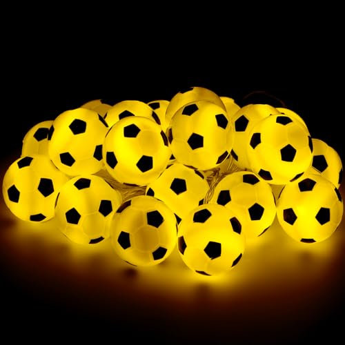 YUNYODA Fußball Lichterketten 3M, 20 LED Batteriebetriebene Lichterkette Dekoration, Fußball Lichterketten Innen für für Weihnachten, Hochzeit, Party, Kinderzimmer, Innen Deko