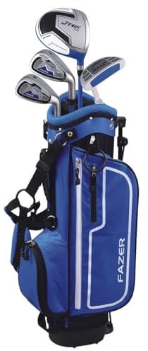 FAZER Junior J TEK Kids Golf Set with Oversize Driver, 7 Iron, Wedge, Putter, Bag & Headcovers - Lightweight Graphite Shafts, Soft Grips - Starter Kids Golf Clubs Ages 6-8