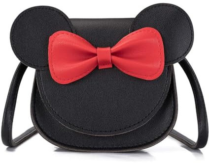 Vologle Mädchenkette Minitasche,Kleine Mädchen Kleine Tasche,Kleine Mädchenhandtasche,Mädchenhandtasche Mit Abnehmbarer Kette für Mädchen Teenager (Runde Ohren schwarz)