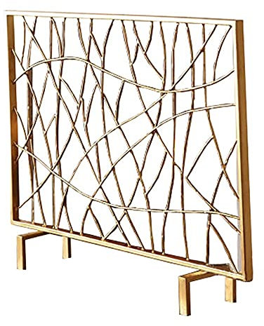 SIbeg Extra großer Kaminschutz, einteiliger, kindersicherer Funkenschutz für offenes Feuer/Gasfeuer/Holzofen, Gold, hoch 78,5 cm (Farbe: Gold, Größe: 101 x 78,5 x 20 cm)