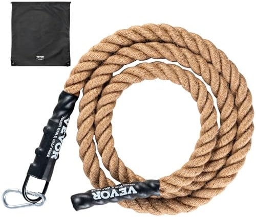 VEVOR Corde d'escalade de Gym 38,1 mm x 3,05 m, Corde à Grimper avec Capacité de 227 kg, Corde de Jute pour Fitness et Musculation Robuste, Cordage d’Entraînement en Salle de Sport et à Domicile