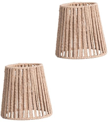 STOBAZA 2piezas Pantalla De Lámpara De Yute Rústica Cubierta De Luz Colgante Para Decoración De Estilo Farmhouse Lámpara De Techo Versátil Y Duradera Adecuada Para Diversas Estancias