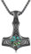 MEDWISE Wikinger Thors Hammer Halskette Schwarz 925 Sterling Silber Keltisches Kette Mjölnir Anhänger Abalone Muschel Kette Wikinger Schwarz Schmuck für Damen Unisex Herren Teenager Jungen Geschenke