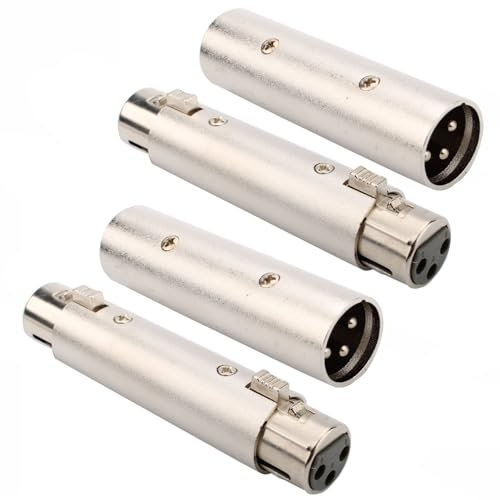 RUNCCI-YUN 4Pcs Adaptateur de changeur de genre XLR vers XLR, coupleur de connecteur XLR mâle à mâle/femelle à femelle à 3 broches pour Microphone, amplificateur, mélangeur