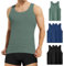 Mowenti Unterhemd Herren 100% Baumwolle 5er Pack, Tank Top Herren Mehrfarbig, Unterhemden Feinripp, Muskelshirts Sport Men, Schwarz Marineblau Olivgrün Größe L