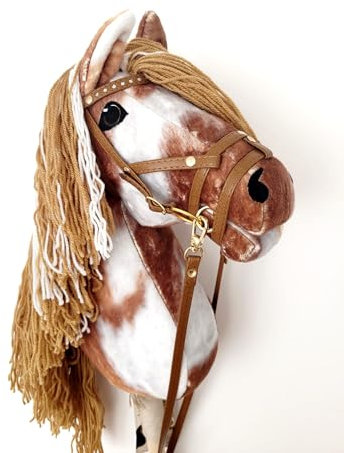 Hobby Horse Hobbypferd groß A3 (Pferd auf einem Stock) komplett mit Geschirr wie auf dem Foto (Sabino)