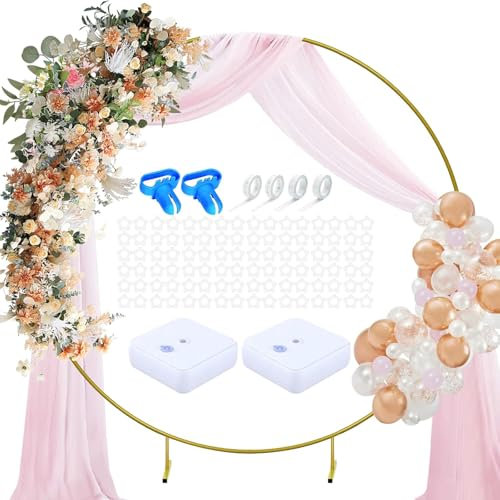 YORFULL Ballonbogen Ständer Set, 2M Runde Luftballon Ständer Hochzeitsbogen, Party Dekoration Ballonbogen Gestell, Hochzeit Ballongirlande Backdrop, Ggraduation Party Dekoration Luftballon Halter