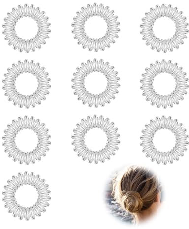 Traceless Clear Spiral Hair Ties, 10pcs Invisi Bobble Plastic Hair Coil Bands For Women Girls Hair Accessories