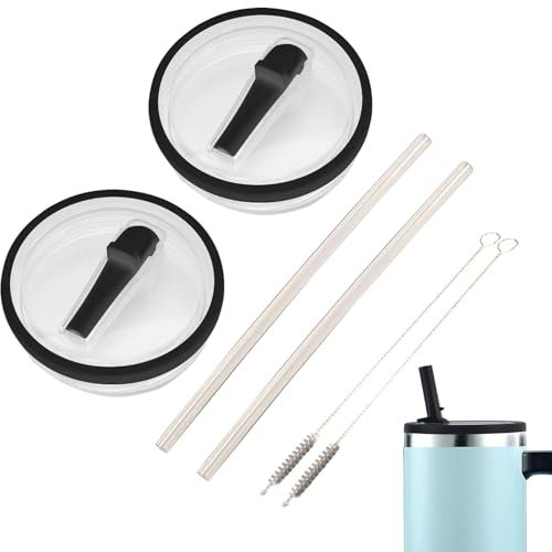 GWAWG Paquete de 2 vasos de 1,134.0 g, tapa abatible con popote, tapa a prueba de fugas con 2 popotes y cepillos, tapa de repuesto Stanley, tapa antiderrames para vasos de 40 onzas