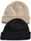 YKMYXZ 2PC Männer Winter Herbst Warme Brimless Strickmütze Mützen Frauen Hip Hop Skullcap Straße Unisex Solid Melone Cap(Black Beige)