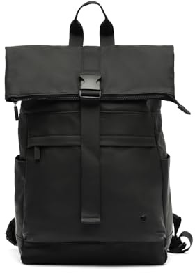 MISAKO Pasco Rucksack mit Klappe aus Nylon mit Laptopfach 15.6 Zoll Damen - Pasco Schwarz 45 X 36 X 17 cm