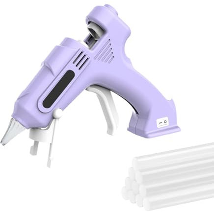 Hot Glue Gun and Sticks Set, Cordless Rechargeable Hot Melt Glue Gun with 10Pcs 7mm High Adhesion Sticks, Handheld Small Glue Gun for Kid Student Arts Crafts DIY (Purple)
