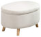 HOMCOM Sitzbank mit Stauraum, Oval Polsterbank mit Deckel, Bettbank mit Samtoptik, für Flur Schlafzimmer Wohnzimmer, Holzbeine 71 x 51,5 x 42 cm Beige