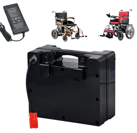 HJGHY 24 V 12 Ah 18 Ah Lithium-Akkupack für Elektrorollstühle, wiederaufladbarer 24-V-Lithium-Akku mit Ladegerät für den Motor von Elektrorollstühlen mit 0–500 W,24v,18Ah