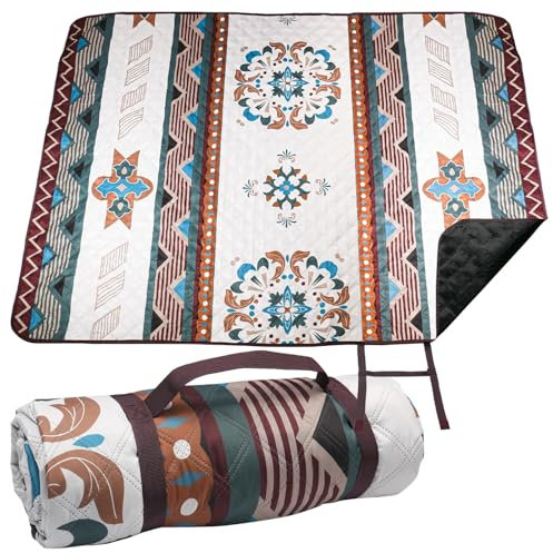 bssmmai Picknickdecke Boho, Picknickdecke Wasserdicht Outdoor Ultraleicht Isoliert, Picnic Blanket, Campingdecke, Stranddecke Sandfrei XXL, Picknickdecke Waschbar für Picknick, 200x150cm (Grün)