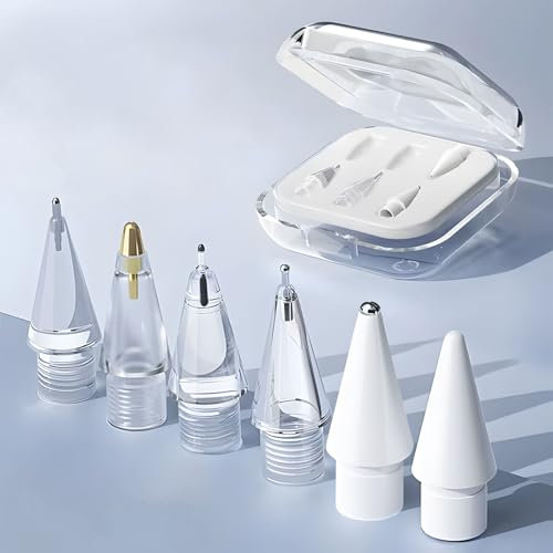 Ersatzspitzen für Apple Pencil Pro / 2. Generation / 1. Generation / USB C, verbesserte Apple Pencil Spitzen mit Hülle, keine Abnutzung, feine Spitze, präzise Kontrolle, für iPad-Stiftspitzen, 6 Stück